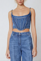 Taylor Corset Spaghetti Denim Top